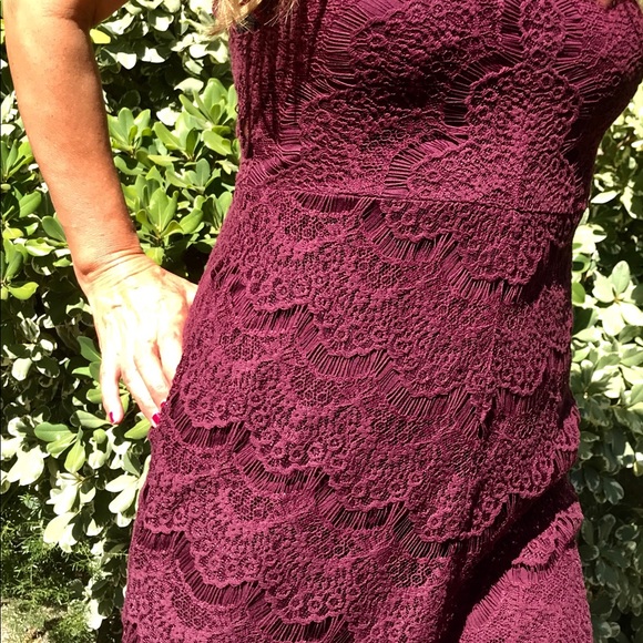 Free People slip dress bodycon Plum Lace dress M - Picture 4 of 8